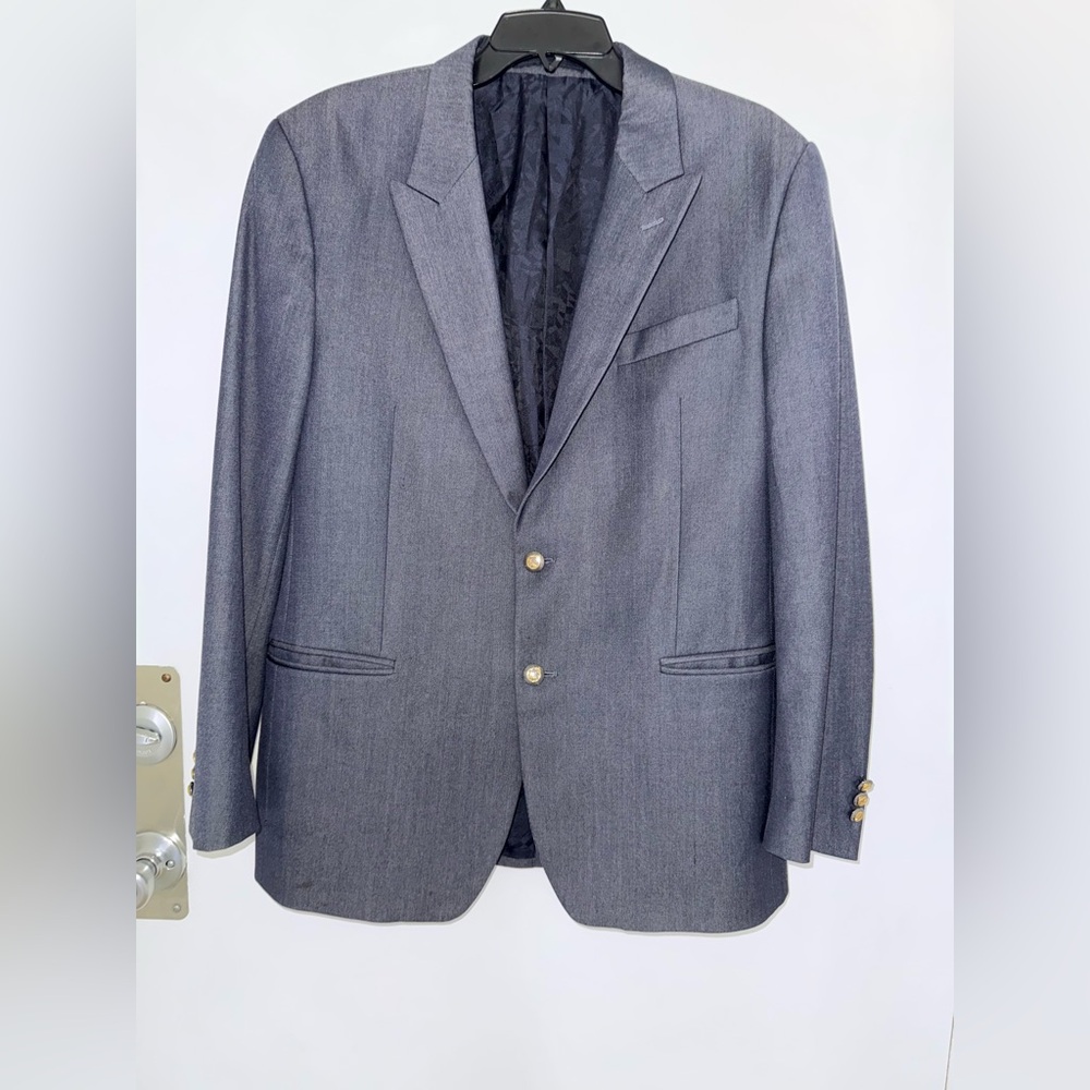Versace navy blue Sport Coat with Notched Lapels